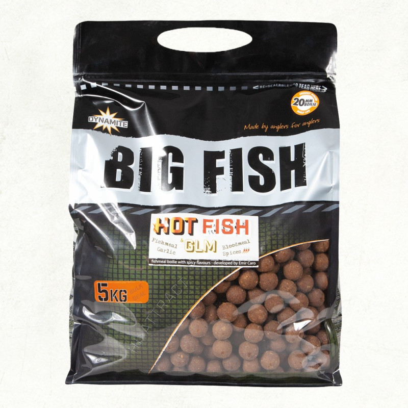 Бойли тонучі Big Fish Hot Fish & GLM - 20mm Boilie 5kg