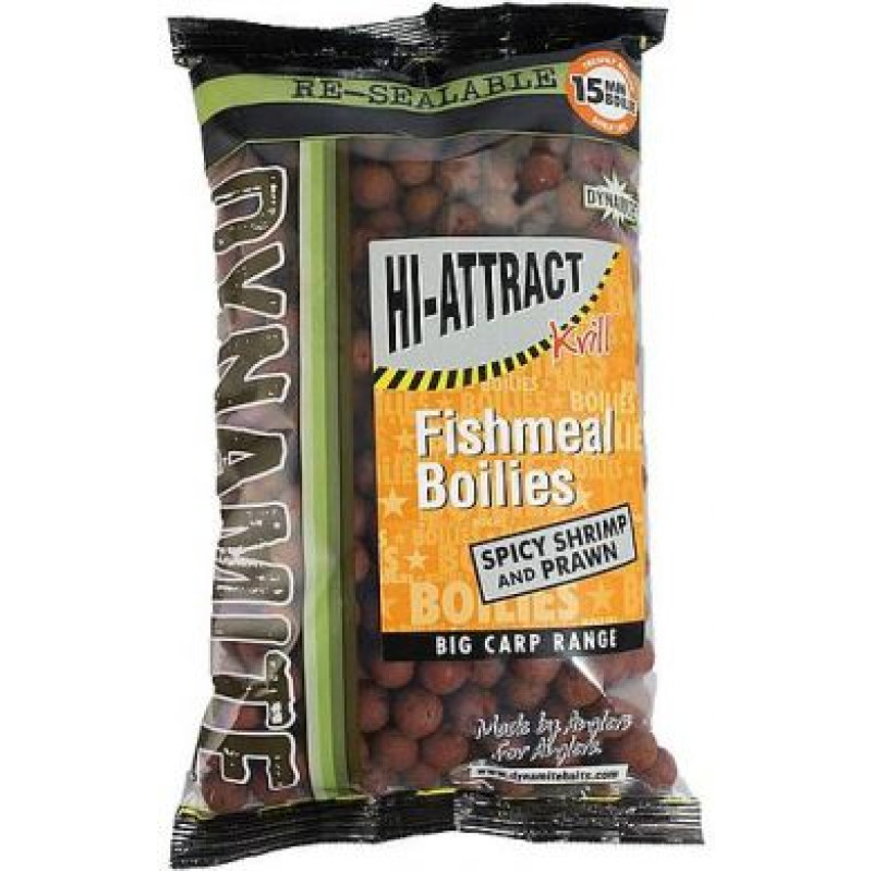 Бойлы тонущие DYNAMITE BAITS Hi-Attract Spicy Shrimp & Prawn - Krill 20mm, 1kg - DY974